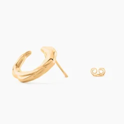 Boucles D'Oreilles Puces Orée Plaque Or Jaune