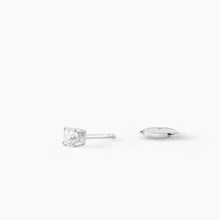 Boucles D'oreilles Puces Or Blanc Victoria Diamants