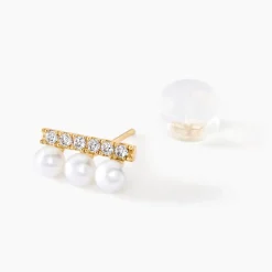 Boucles D'oreilles Puces Or Jaune Patxi Perles Oxydes