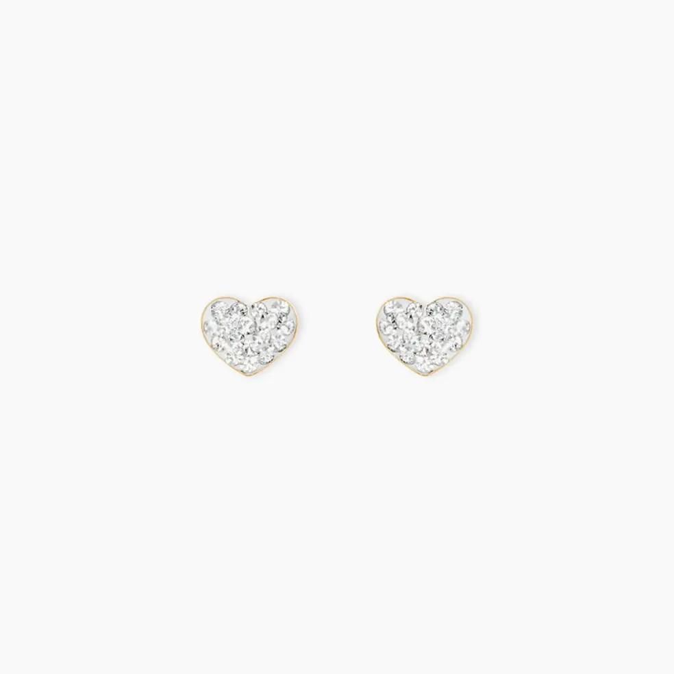 Boucles D'oreilles Puces Or Jaune Ianuaria Cristal