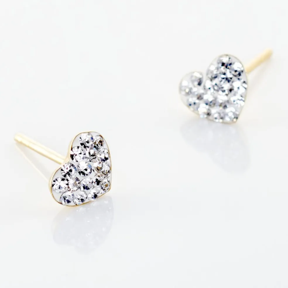 Boucles D'oreilles Puces Or Jaune Ianuaria Cristal