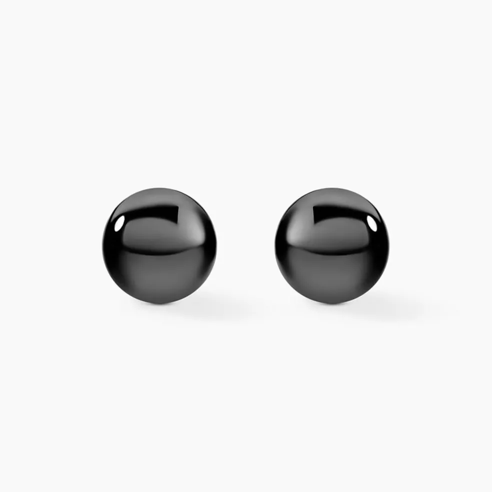 Boucles D'oreilles Puces Orbe Argent Blanc Céramique