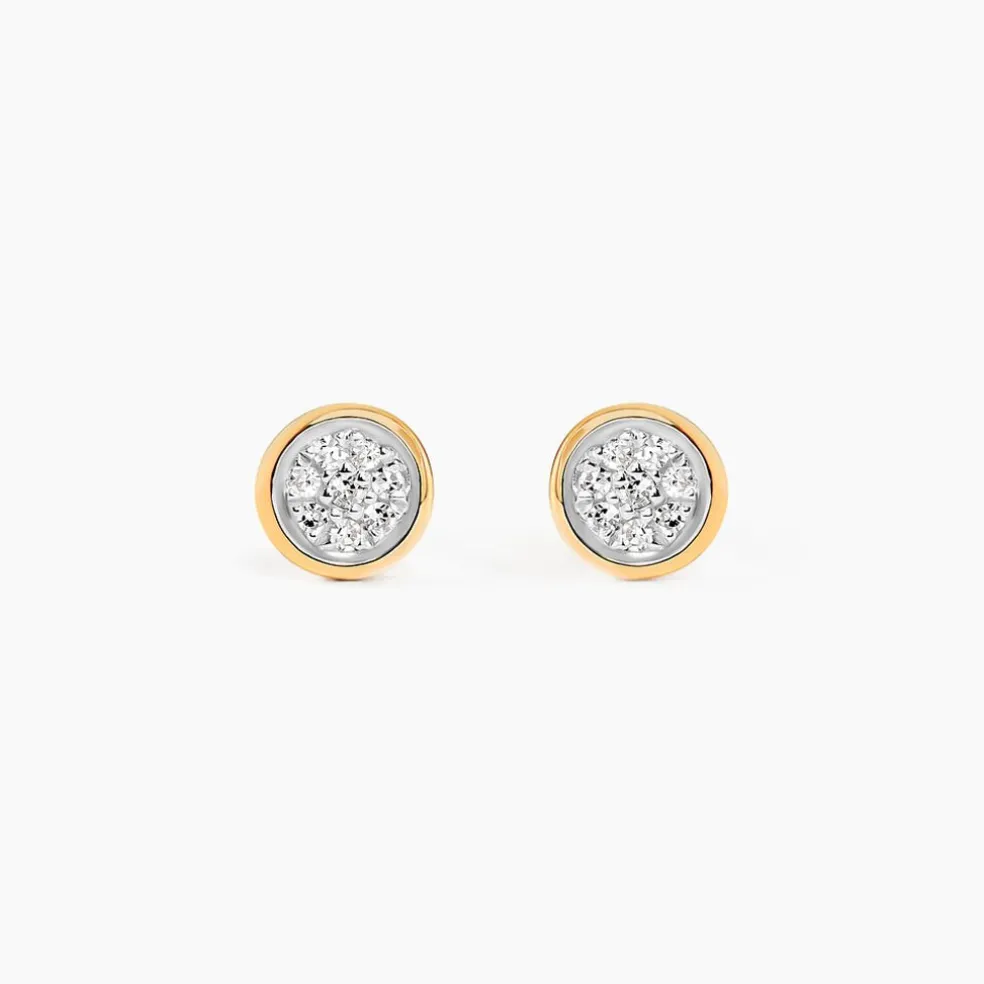 Boucles D'oreilles Puces Or Jaune Diamants