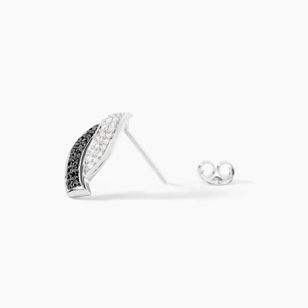 Boucles D'oreilles Puces Oia Or Blanc Diamant