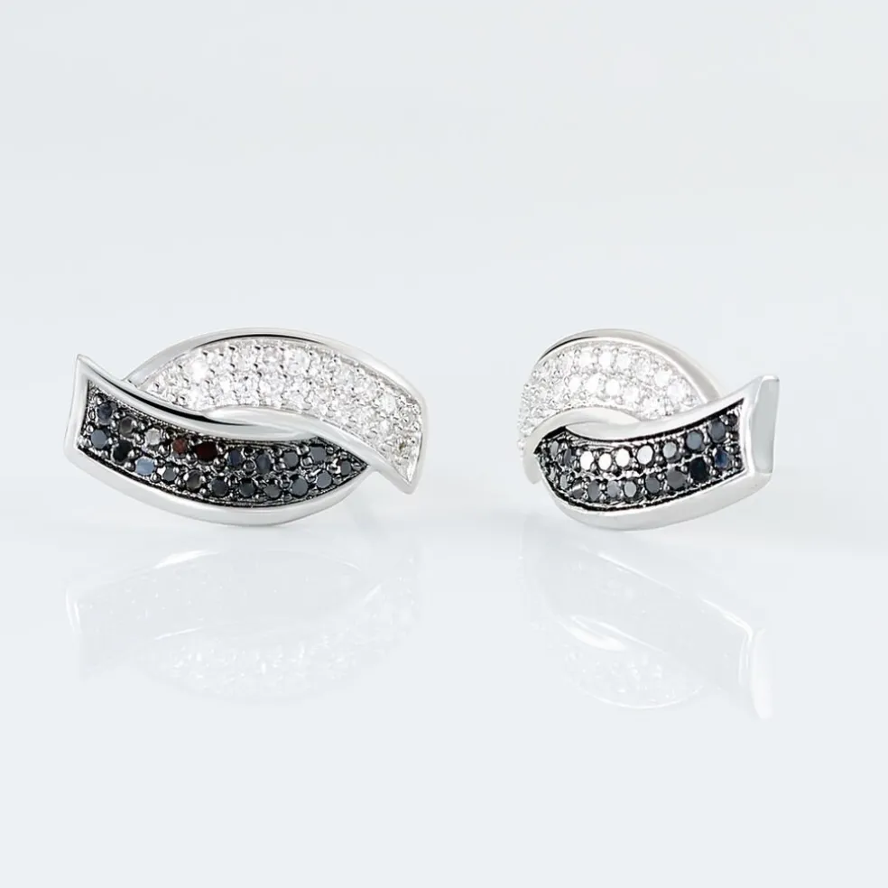 Boucles D'oreilles Puces Oia Or Blanc Diamant