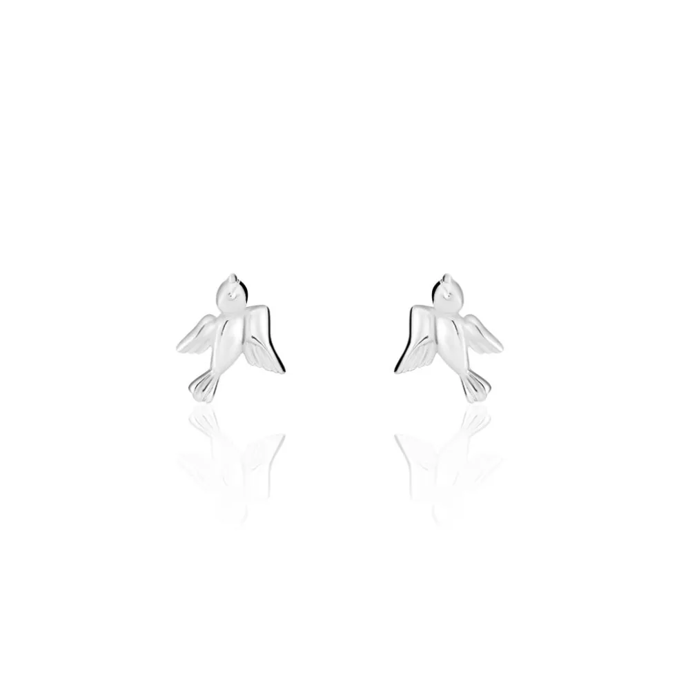 Boucles D'oreilles Puces Osie Argent Blanc