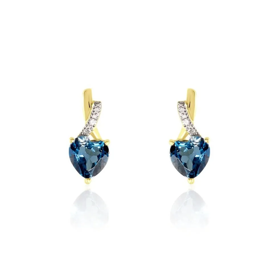 Boucles D'oreilles Puces Or Jaune Clothilde Topaze Et Oxydes