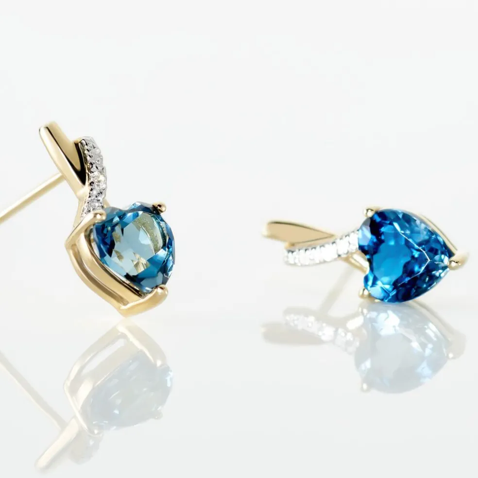 Boucles D'oreilles Puces Or Jaune Clothilde Topaze Et Oxydes