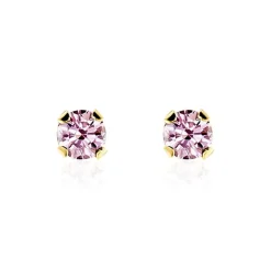 Boucles D'oreilles Puces Pepita Or Jaune Oxyde De Zirconium