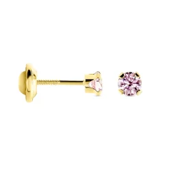 Boucles D'oreilles Puces Pepita Or Jaune Oxyde De Zirconium