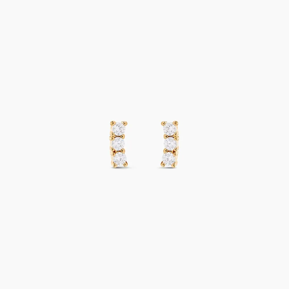 Boucles D'oreilles Puces Plaqué Or Jaune Alodia Oxydes De Zirconium