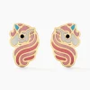 Boucles D'oreilles Puces Pivoina Or Jaune Oxyde De Zirconium