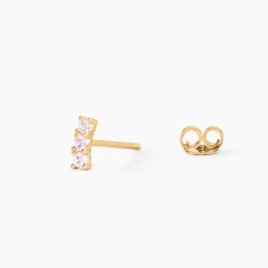 Boucles D'oreilles Puces Plaqué Or Jaune Alodia Oxyde De Zirconium