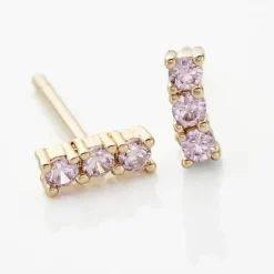 Boucles D'oreilles Puces Plaqué Or Jaune Alodia Oxyde De Zirconium