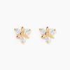 Boucles D'oreilles Puces Plaqué Or Jacinth Oxyde De Zirconium