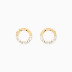 Boucles D'oreilles Puces Rimya Or Jaune Oxyde De Zirconium