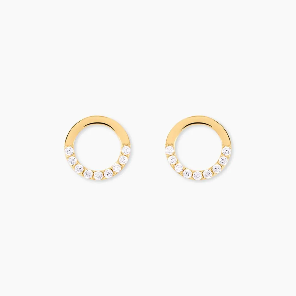 Boucles D'oreilles Puces Rimya Or Jaune Oxyde De Zirconium