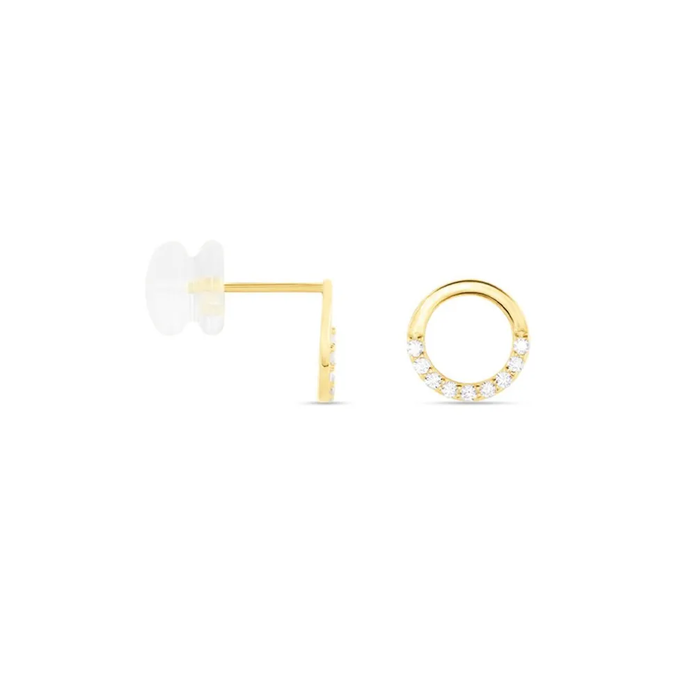Boucles D'oreilles Puces Rimya Or Jaune Oxyde De Zirconium