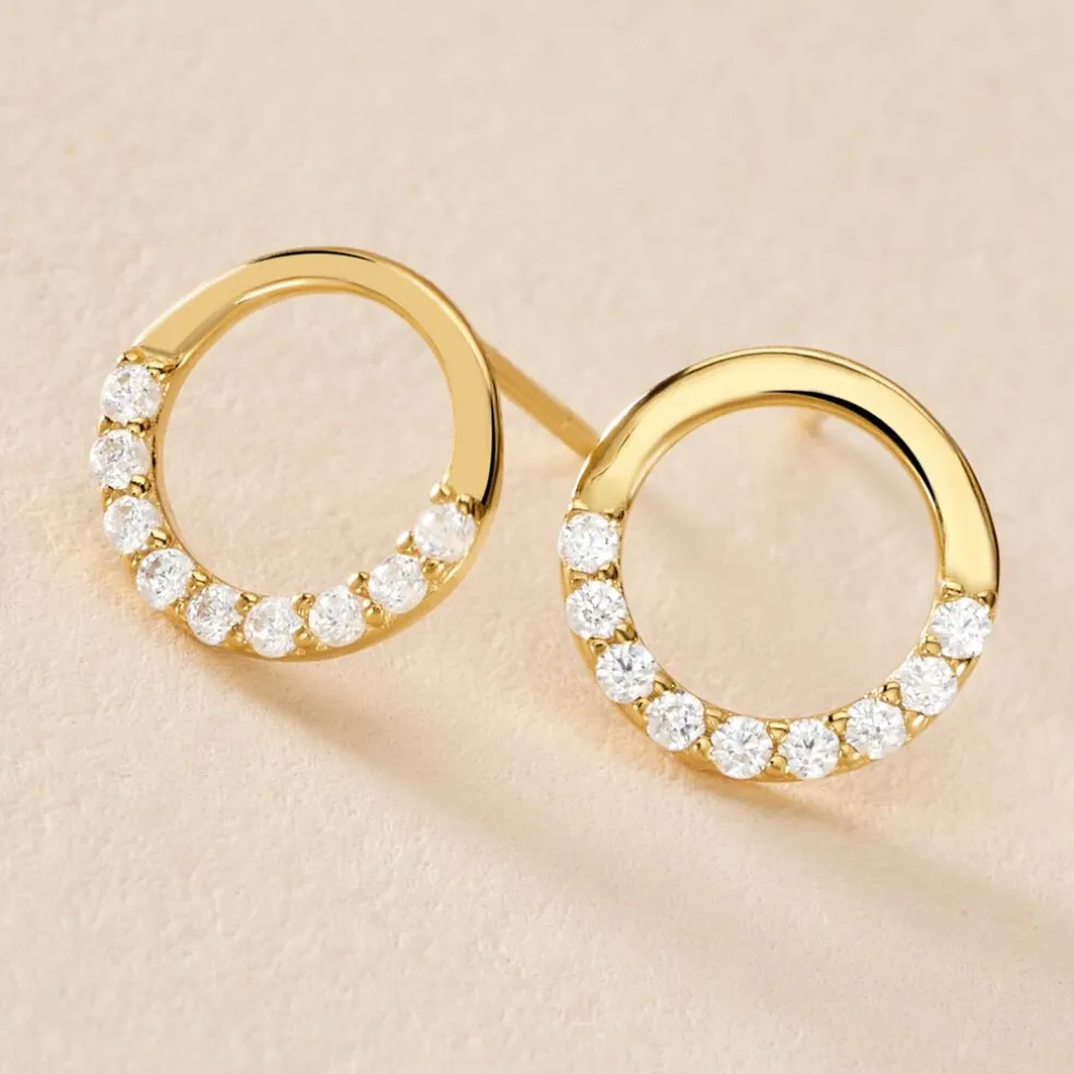 Boucles D'oreilles Puces Rimya Or Jaune Oxyde De Zirconium