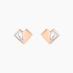 Boucles D'oreilles Puces Rossana Argent Rose Pierre De Synthese