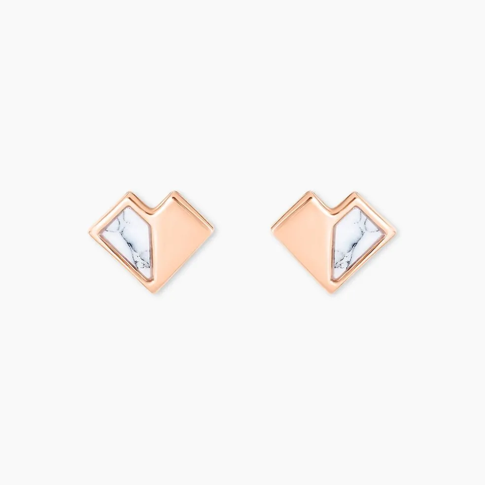 Boucles D'oreilles Puces Rossana Argent Rose Pierre De Synthese