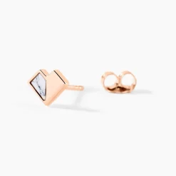Boucles D'oreilles Puces Rossana Argent Rose Pierre De Synthese