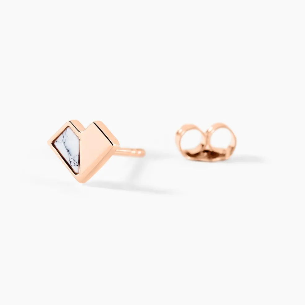 Boucles D'oreilles Puces Rossana Argent Rose Pierre De Synthese