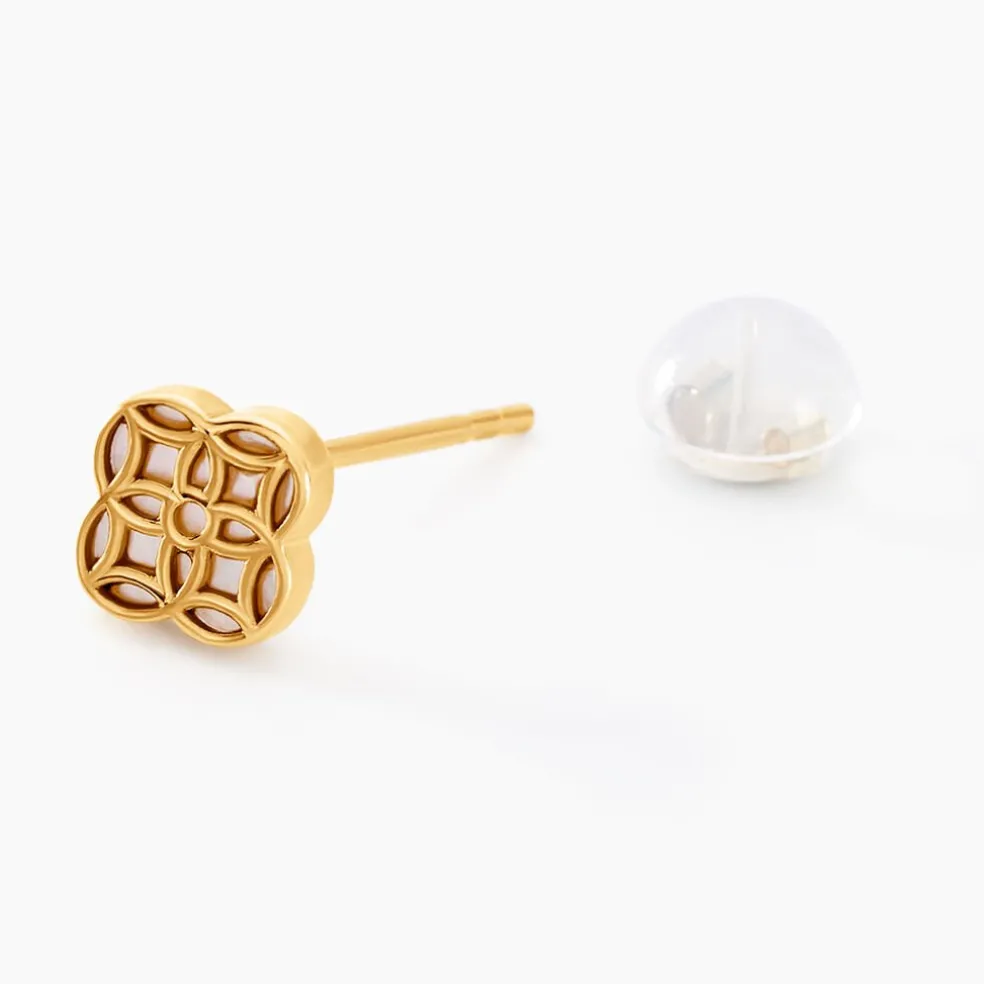 Boucles D'oreilles Puces Rosalite Or Jaune Nacre