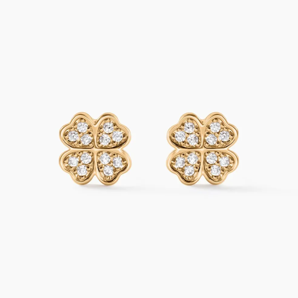 Boucles D'oreilles Puces Rhosyn Plaqué Or Jaune Oxyde
