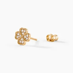 Boucles D'oreilles Puces Rhosyn Plaqué Or Jaune Oxyde
