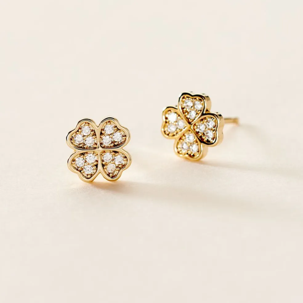 Boucles D'oreilles Puces Rhosyn Plaqué Or Jaune Oxyde