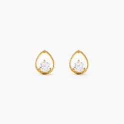 Boucles D'Oreilles Puces Rafiqa Or Jaune Oxyde De Zirconium