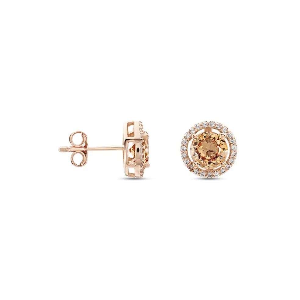 Boucles D'oreilles Puces Rio Argent Rose Oxyde