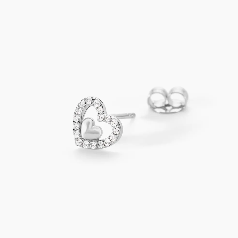 Boucles D'oreilles Puces Rizlene Argent Blanc Oxyde De Zirconium