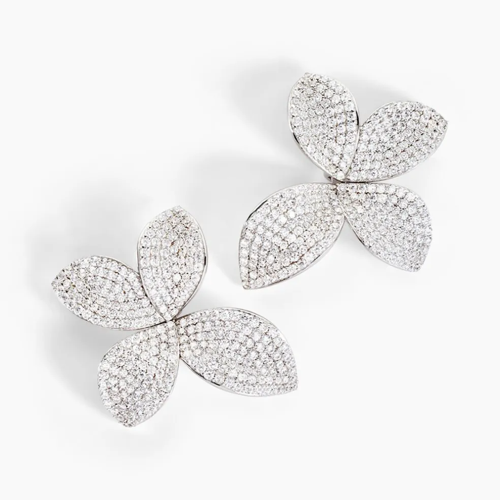 Boucles D'oreilles Puces Radiant Bloom Argent Blanc Oxyde
