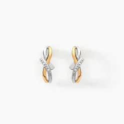 Boucles D'oreilles Puces Soukayna Or Bicolore Diamant