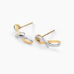 Boucles D'oreilles Puces Soukayna Or Bicolore Diamant