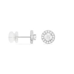 Boucles D'oreilles Puces Star Or Blanc Oxyde De Zirconium
