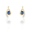 Boucles D'oreilles Puces Sagesse Or Jaune Saphir Et Diamant