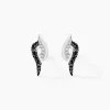 Boucles D'oreilles Puces Sculptural Or Blanc Diamant