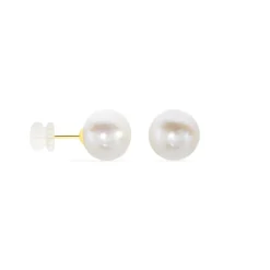 Boucles D'oreilles Puces Suki Or Jaune Perle De Culture