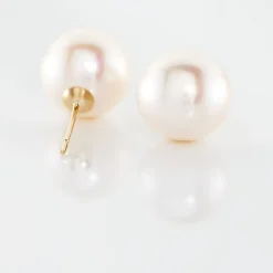 Boucles D'oreilles Puces Suki Or Jaune Perle De Culture