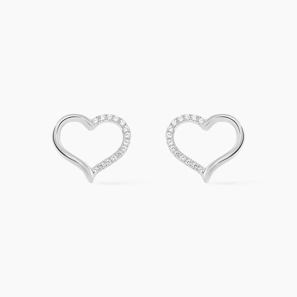Boucles D'oreilles Puces Salona Argent Blanc Oxyde De Zirconium