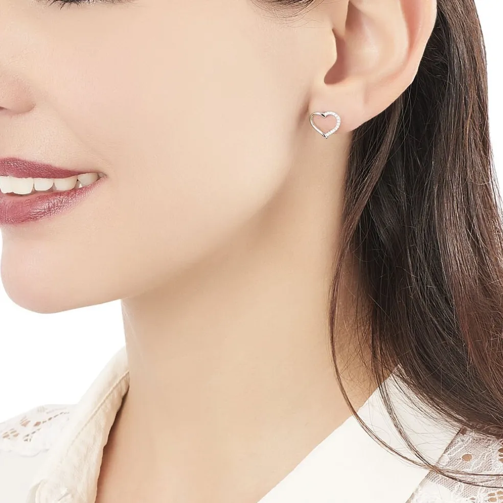 Boucles D'oreilles Puces Salona Argent Blanc Oxyde De Zirconium