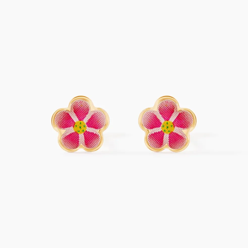 Boucles D'oreilles Puces Syna Fleur Or Jaune