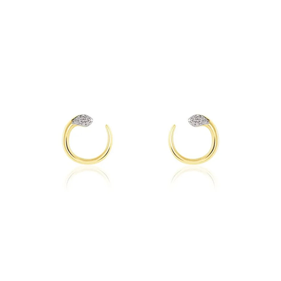 Boucles D'oreilles Puces Snake Or Jaune Diamant