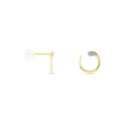 Boucles D'oreilles Puces Snake Or Jaune Diamant
