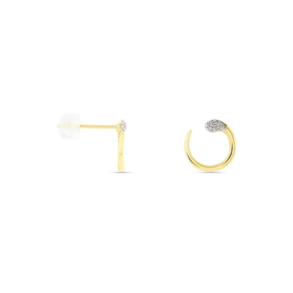 Boucles D'oreilles Puces Snake Or Jaune Diamant