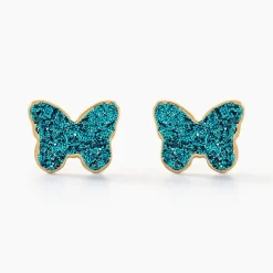 Boucles D'oreilles Puces Solena Papillon Or Jaune