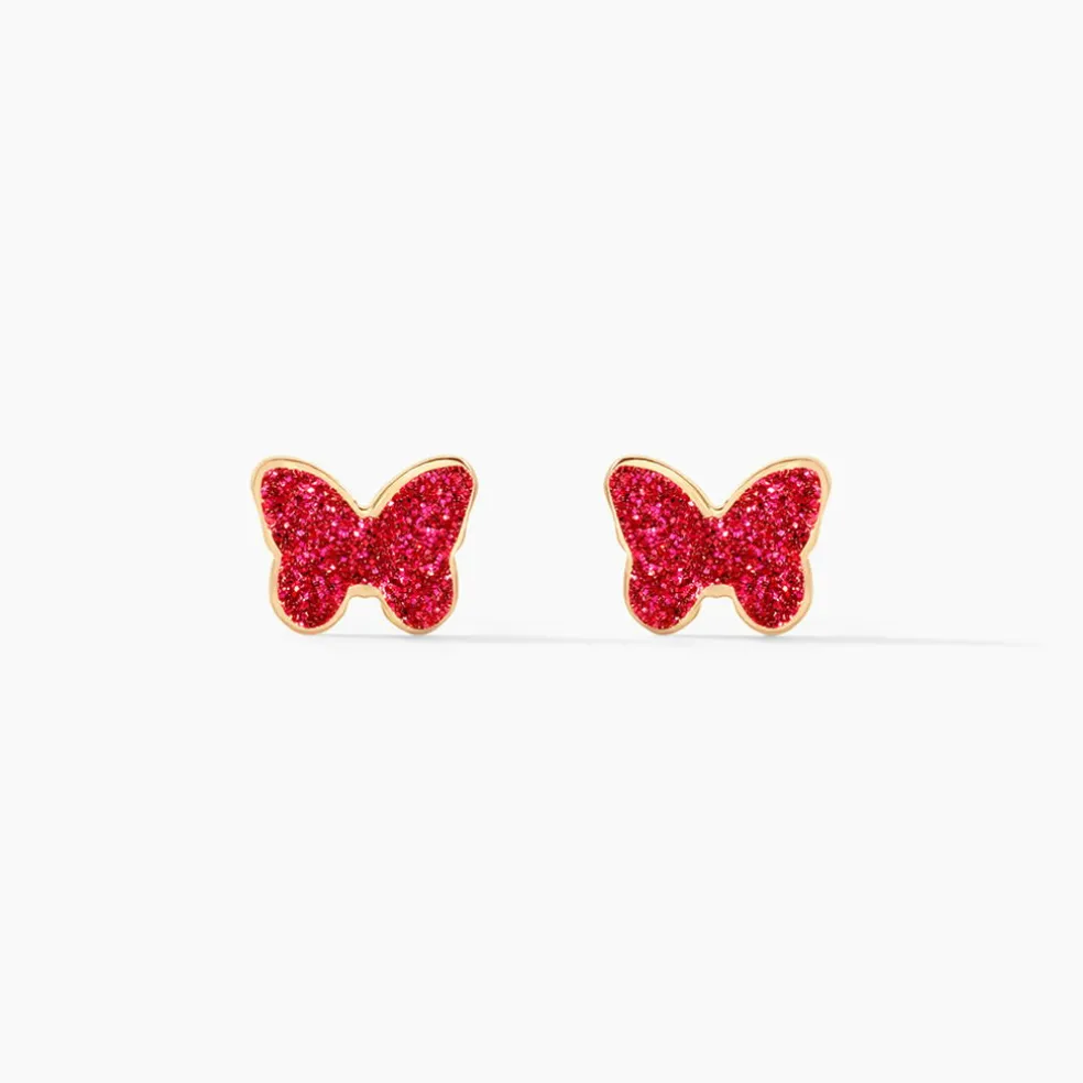 Boucles D'oreilles Puces Solena Papillon Or Jaune